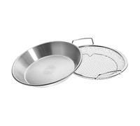 Cabilock Drain Tray Frying Drain Net Stainless Steel Snack Dish Oil Plate for Fruits Storage and Serving in Kitchen