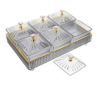 Cabilock Dry Fruit Tray with Lid, Divided Snacks Dish Appetizer Serving Plate with Compartments, Wedding Party Food Storage Platters Containers for Spices, Candy, Fruits, Nuts, Snacks (Grey)