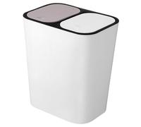 Cabilock Dual Compartment Trash Can with Lid White Kitchen Garbage Bin for Dry and Wet Waste Separation Pedal Operated Garbage Container for Home and Office Use