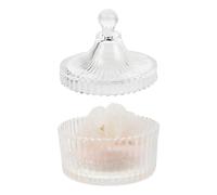 Cabilock Dual-sided Velour Powder Puff for Face and Body with Ribbon Handle, Large round Skin Tone Applicator, Includes Glass Storage Container for Loose and Finishing Powder