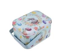 Cabilock Easter Biscuit Chocolate Box Empty Candy Container Handle Cookie Metal Can for Easter Treats Decorative Tin Box Sky-blue Tinplate Packaging Lid