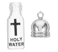Cabilock Easter Holy Water Bottle Glass with Cross Pendant Small Refillable Christian Baptism Accessory for Religious Home Decoration