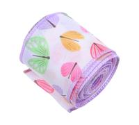 Cabilock Easter Wired Edge Ribbon Burlap Butterfly Print 6.3cm Wide 10 Yards Roll for Spring Wreaths Crafting Wrapping and DIY Bow Making