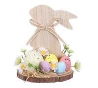 Cabilock Easter Wooden Bunny Table Centerpiece with Eggs Flowers Vintage Farmhouse Rabbit Sign for Spring Home Decor and Party Decorations