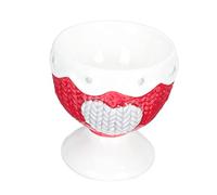 Cabilock Egg Holder Cups Ceramic Embossed Heart Design Flat Base Porcelain Hard Boiled Egg Cups Breakfast Tray for Home Mini Decor Convenient to Clean
