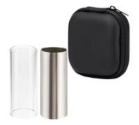 Cabilock Electric Guitar Finger Slide Set with Glass and Stainless Steel Bottleneck Slides Ergonomic Tube Design and Carrying Case for Practice