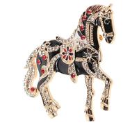 Cabilock Elegant Black Enamel Rhinestone Horse Brooch with Vibrant Colors, Classic Retro Charm and Running Horse Shape, for Spring Festival Party or Social Gatherings, Chinese 2026 New Year