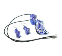 Cabilock Elegant Blue Glass Necklace and Earrings Set for Women, Creative Spiral Design Jewelry Set Suitable for Special Soiree or Dancing Party