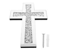 Cabilock Elegant Glass Catholic Wall Cross for Home Decor Luxury Metal Christian Wall Crucifix Artistic Religious Accent for Living and Church Secure Hanging Decorative Cross