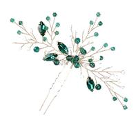 Cabilock Elegant Green Rhinestone Wedding Hairpin U-shaped Hair Fork for Brides Flexible Design for Special Occasions and Bridal Hair Accessories