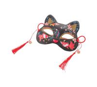 Cabilock Elegant Japanese Half Face for Women, Lightweight Plastic Material, for Kimono Party and Carnival, Black and Golden Oriental Festival Accessory