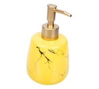 Cabilock Elegant Marble Ceramic Pump Bottle for Shampoo and Shower Gel Large Capacity Refillable Bathroom Dispenser Stylish Yellow Marble Pattern for Home and Hotel Use