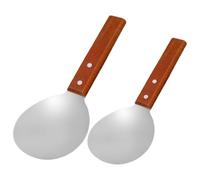Cabilock Elegant Stainless Steel Serving Spoon Wooden Handle Versatile Kitchen Spoons for Tofu Rice Ice Cream Easy Maintenance