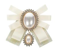 Cabilock Elegant Women Bow Brooch with Fake Pearl and Rhinestone, Pin Design Fixed on Clothes, Hats or Dresses, for Special Days like Christmas and New Year