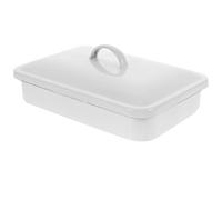 Cabilock Enamel Baking Pan, Enamelware Roasting Pan Enameled Steel Baking Dish Vintage Serving Tray with Lid Pancake Dish Oblong Cake Pan Cookie Sheet for Kitchen A