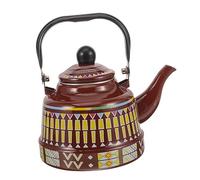Cabilock Enamel Coffee Pot Handle Stovetop Kettle 2L Colorful Geometric Pattern Household Tea Kettle for Daily Use Kitchen Water Boiling