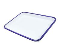 Cabilock Enamel Serving Tray Rectangular White Porcelain Couch Tray Sturdy Kitchen Charcuterie Board for Tea Room and Restaurant Use
