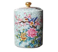 Cabilock Enamel Tea Pot Ceramic Storage Jar with Lid Sealed Tea Canister for Loose and Pu Er Storage Kitchen Pantry 3.7 Inch