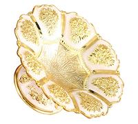 Cabilock European Style Bright Gold Fruit Plate Base, 17.8cm Aluminum Alloy Decorative Dessert Dish for Home and Hotel Serving Snacks and Candy