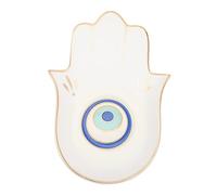 Cabilock Evil Eye Trinket Dish Decorative Tray for Lipstick Jewelry Ceramic Jewelry Holder Home Decor Elegant White Bowl