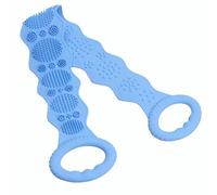 Cabilock Exfoliating Silicone Shower Back Rub Towel 2Pcs Bath Towel Long Reach Straps for Bathroom and Travel Blue