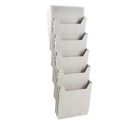 Cabilock Expandable Wall Mounted File Folder Holder PP Document Organizer Rack with Adhesive Screw Mount for Office and Home Mail Magazine Storage in Light Grey