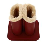 Cabilock Eyeglass Holder Plush Lining Double Upright Eyeglasses Holder Leather Stand Case on Nightstand Desktop Sun Stand Eyeglass Holder Stand,Dark Red,13.2X12X11.8cm