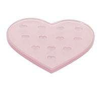 Cabilock Eyelash Grafting Heart-Shaped Crystal Glass Glue Pallet with 12 Holes Pink Eyelash Holder Pad for Lash Extensions