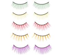 Cabilock False Eyelashes Easy Lash Fan Making 5 Pairs Colourful Natural Simulation Material Portable Design Long Fake Lash Extensions for Women for Club and Date Use for Party Makeup