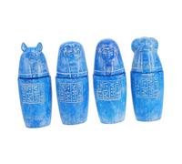 Cabilock Figurines 4pcs Canopic Jars Set Resin Ancient Egyptian Decorative Collectible Art Sculptures Pyramid Design for Home Decor and Souvenir Display