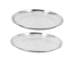 Cabilock Fireproof Bowl Ritual Plate, 2pcs round Iron Decorative Tray with High Gloss Finish, Silver Pentagram Design, for Jewellery Storage, Crystals, Office and Home Decor