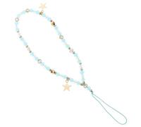 Cabilock Five-star Beaded Phone Strap Wristlet with Natural Gemstones Phone Keychain and Charm Quick-install Stylish String for Wrist and Water Bottle Accessory Blue