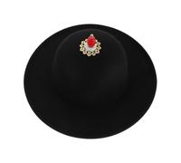 Cabilock Flat Brim Hat Adjustable Chin Strap and Historical Reenactment for Black Woolen Felt with Dome Crown Authentic Chinese Traditional Jinyiwei Uniform Hat Stage Prop Use