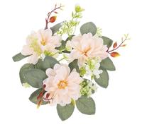 Cabilock Floral Candle Rings Wreath Made of Plastic, Never Wither with Bright Colored Flowers, Suitable for Table Decoration and Wedding Photography Props
