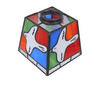 Cabilock French Style Stained Glass Lampshade Replacement, Small 42Mm Square Pendant Light Cover with Dove Pattern, Decorative Hanging Glass Lamp Shade for Bathroom and Ceiling Lights
