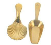 Cabilock Genuine Brass Tea Leaf Spoon Small Loose Leaf Tea Scoop for Precise Measurement and Brewing 3.7 Inch Mini Caddy Spoon