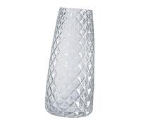 Cabilock Glass Flower Vase 22cm Square Grid Hydroponic Pot Smoke Grey Glass Container for Home Office Tabletop Floral Arrangement