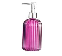 Cabilock Glass Pump Soap Dispenser Bottle 440ml Refillable Shampoo Dispenser Purple Hand Soap Bottle for Bathroom and Kitchen Use
