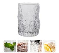 Cabilock Glass Water Cup and Meticulous Workmanship, Simple and Unique Design Japanese Style Bark Texture with Smooth Rim Sturdy Glass Tumbler for Bar and Restaurant Use for Juice and Milk