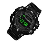 Cabilock Glow the Dark Watch Multi-Functional Electronic Digital Quartz Outdoor Watch with Adjustable Strap for Students Black PVC and Stainless Steel