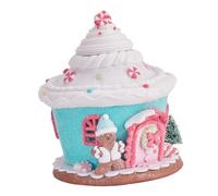 Cabilock Glowing Polymer Clay Castle Light up Xmas Candy House for Festive Winter Desk Decor Gingerbread House Table Decor Without Battery