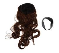 Cabilock Glueless Headband Wig Long Curly Deep Body Wave Synthetic Wig Grey Headband Heat Resistant Natural Looking Hairpiece for Women