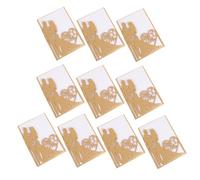 Cabilock Gold Hollow Out Wedding Invitation Cards 10Pcs with Envelopes Featuring Romantic Pattern for Wedding Reception, Anniversary, Valentine’S Day Party