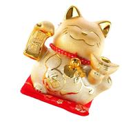 Cabilock Gold Maneki Neko Piggy Bank Ceramic Cat Figurine Money Pot Decorative Wealth Cat Present