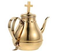 Cabilock Gold Stainless Steel Communion Pot for Church Use Corrosion-Resistant Religious Teapot with Gooseneck Spout Holy Water Kettle for Baptism and First Communion Supplies