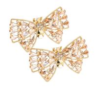 Cabilock Golden Bow Shoe Clips Shoe Decoration Accessories 2pcs Rhinestone Versatile and Removable for Women for Wedding and Party Clothing and Bags