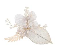 Cabilock Golden Bridal Barrette for Wedding and Daily Dressing Hair Clip with Copper and Pearl Material Elegant Flower Hairpin Hair Clamp to Keep Bangs off Face