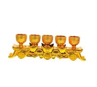 Cabilock Golden Decorative Offering Cup Set Base Resistant to Wear Portable Worship Accessory for Worship Space Traditional Aesthetic Mini Chalice Goblet