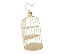 Cabilock Golden Iron Bird Cage Cake Stand with Three Trays Multi-layer Dessert Display Rack for Weddings Parties Birthday Snack Holder Banquet Supplies
