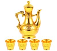 Cabilock Golden Plastic Offering Kettle and Cup Set for Buddha Worship, Reusable Ceremonial Rituals Decorative Piece Inspired by Traditional Chinese Culture, for Worship of Buddha Statues